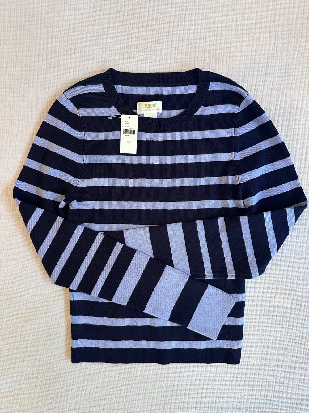 NWT Anthropologie Maeve Long-Sleeve Shrunken Crewneck Sweater Size Small